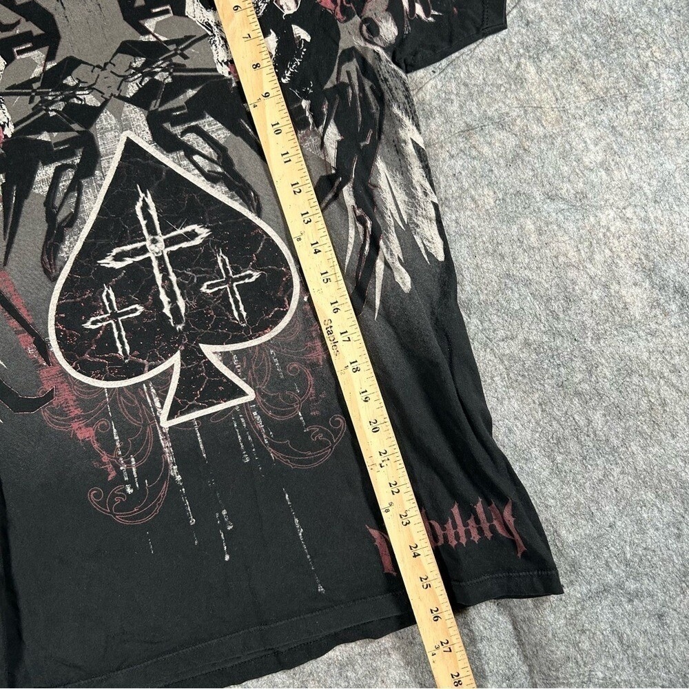 Nobility Shirt Men Medium Black Y2K Cybergoth Affliction AOP Skull Rare Emo Punk - Picture 6 of 9